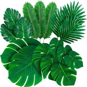 Decopom Palm Leaves Artificial Tropical Monstera-84Pcs 6 Kinds